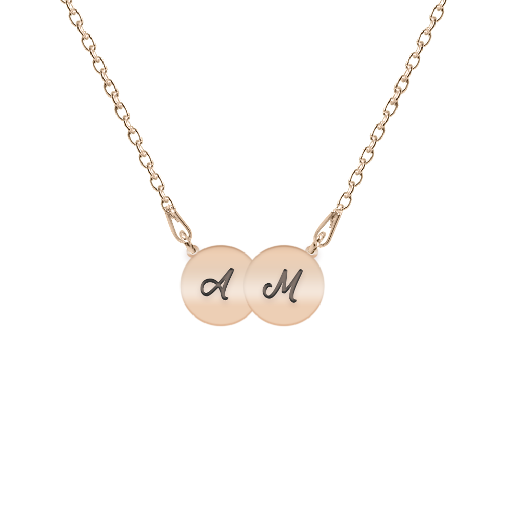 Penny - Colier personalizat doi banuti din argint 925 placat cu aur roz