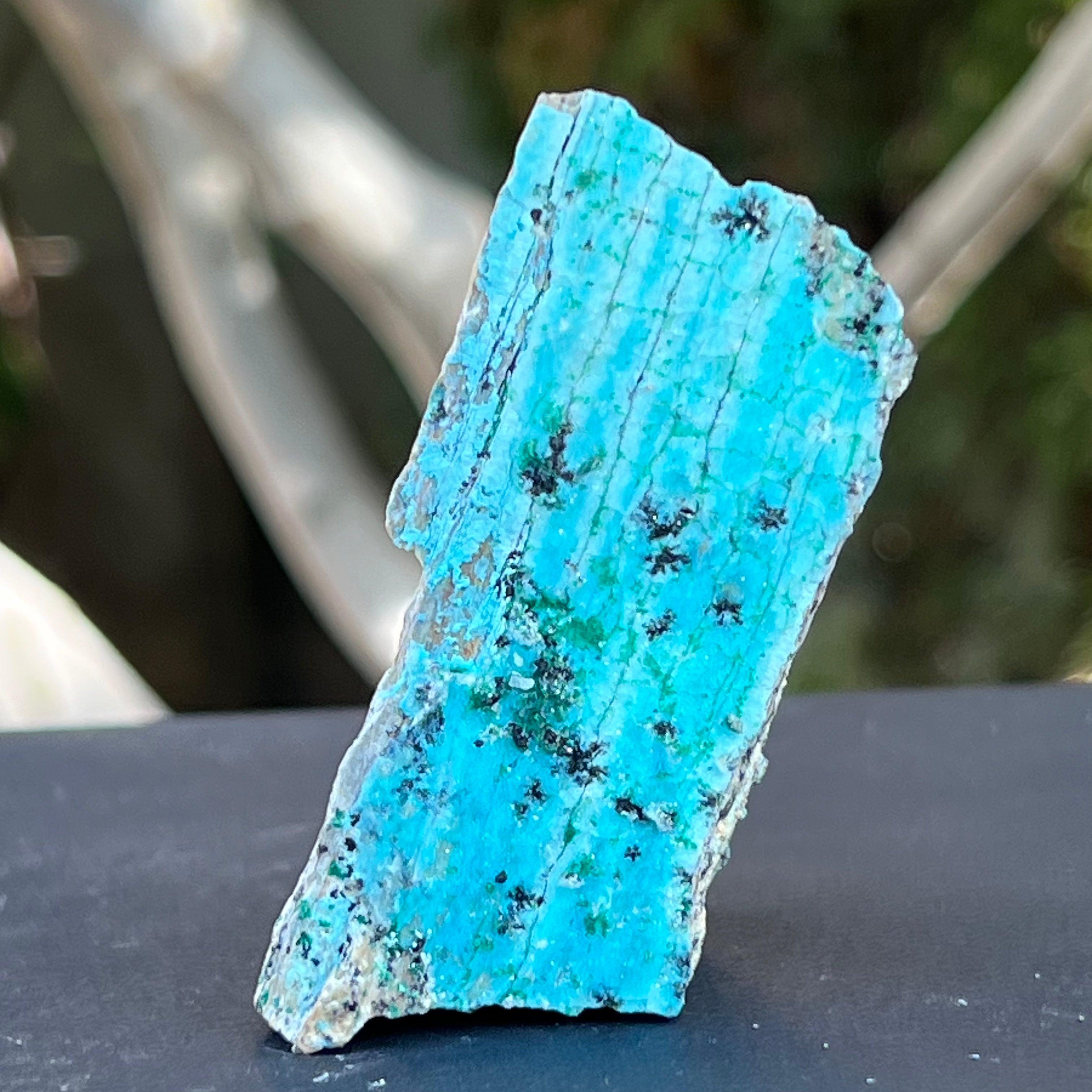 Piatra bruta crisocola cu malachit druzy din Congo model 4