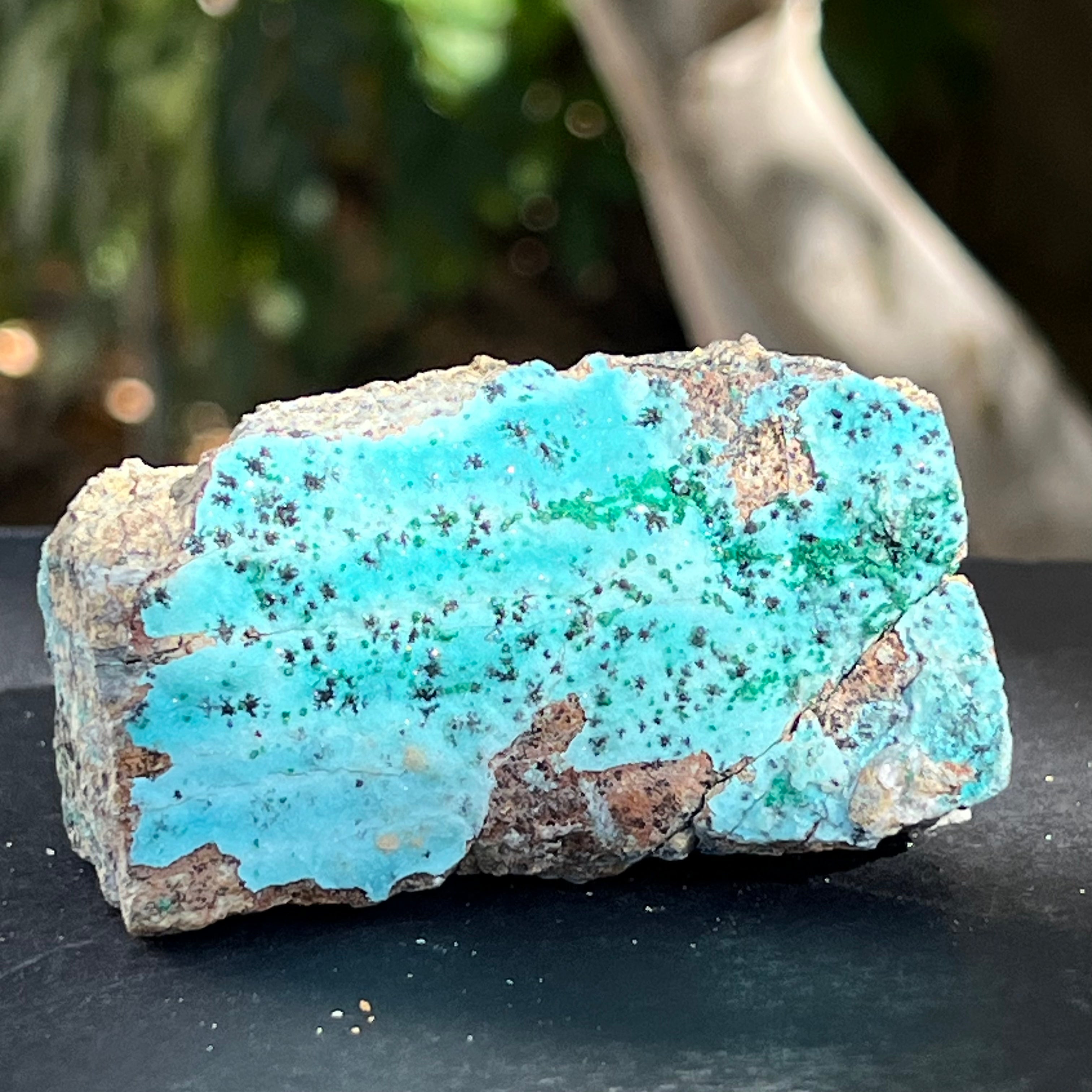 Piatra bruta crisocola cu malachit druzy din Congo model 5