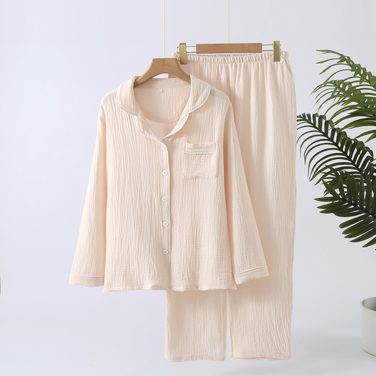 Pijama dama "Dreamy Touch" din doua piese, PJ006, Bej - poza 3