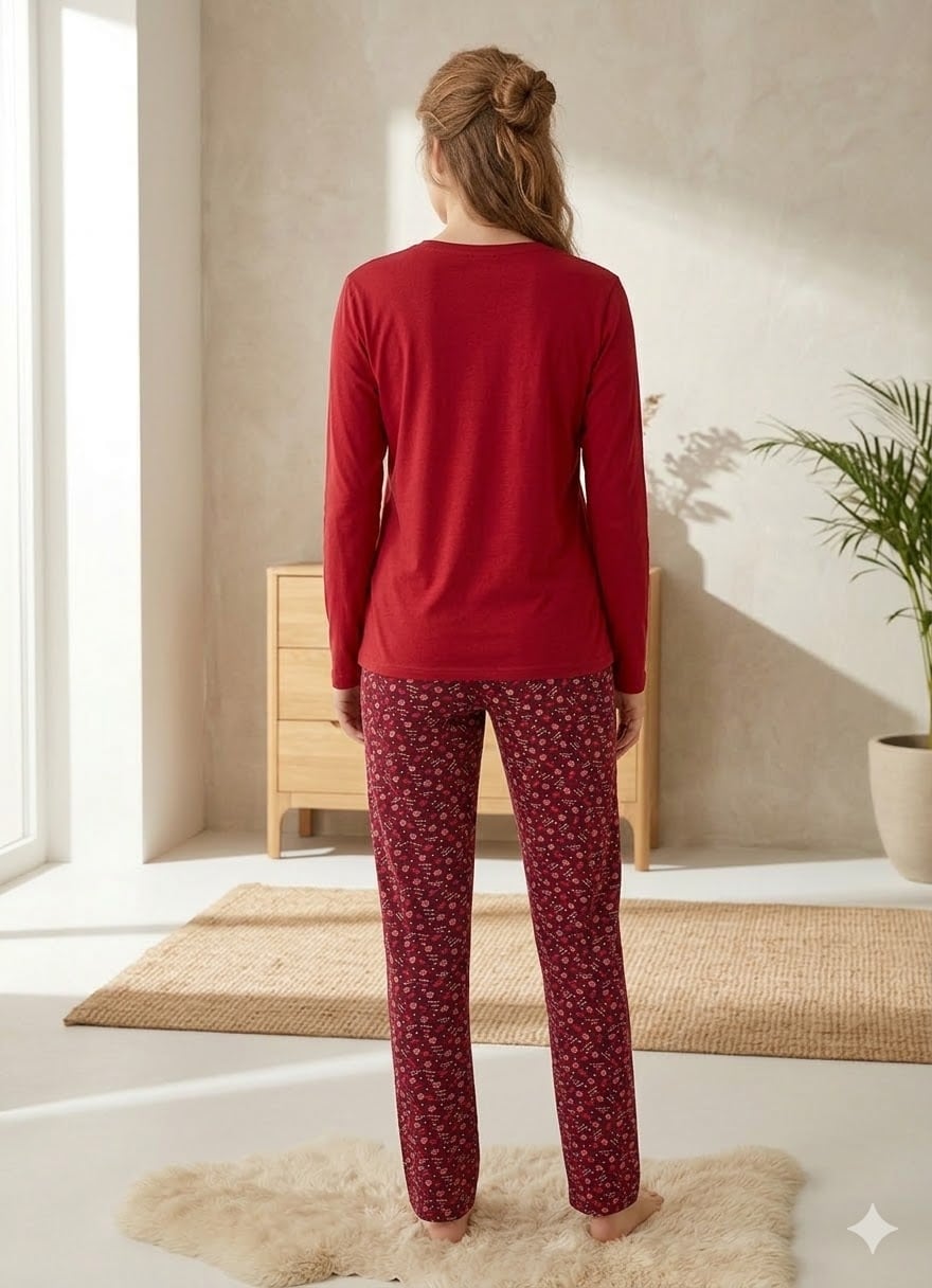 Pijama dama "Everyday", din bumbac, doua piese, 14900, Rosu - poza 2
