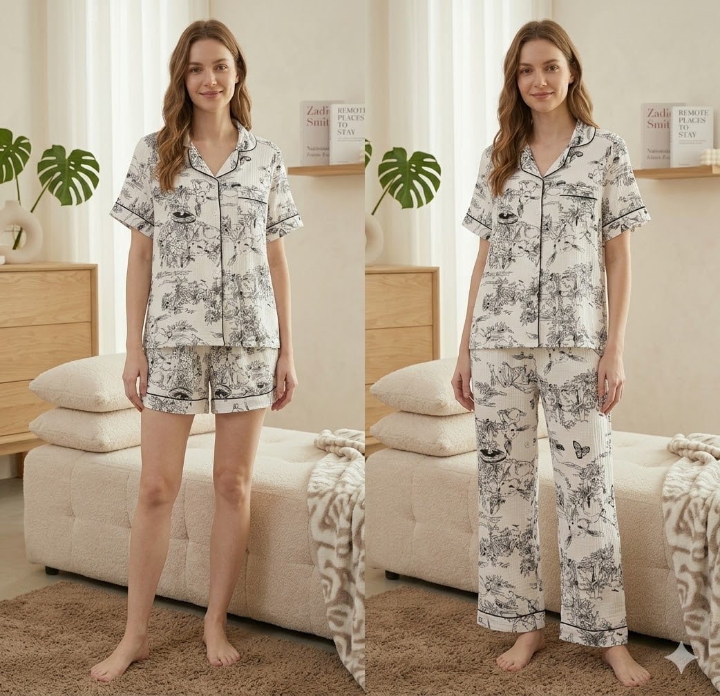Pijama dama "Minimal Dream" din trei piese, PJ033, Gri - poza 1
