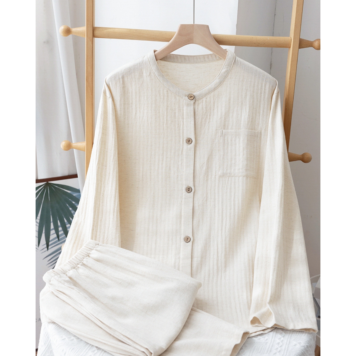 Pijama dama "Pure Comfort" din doua piese, PJ018, Bej - poza 2