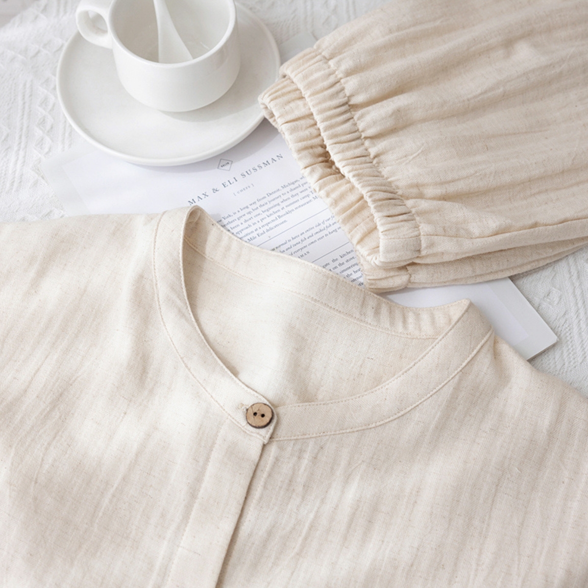Pijama dama "Pure Comfort" din doua piese, PJ018, Bej - poza 4