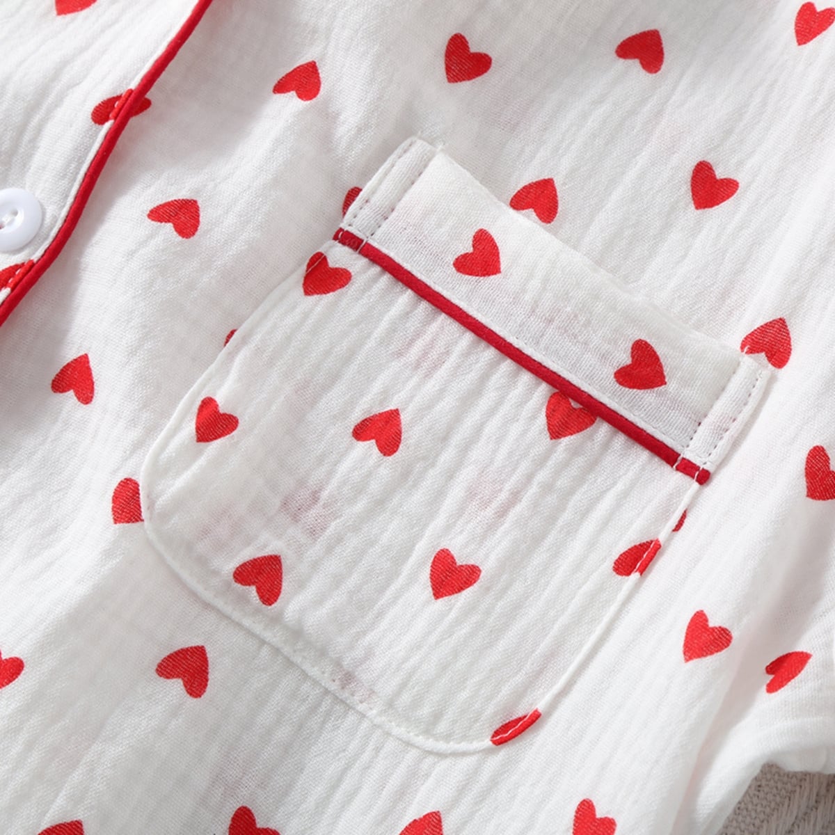 Pijama dama "Sleepy Hearts" din doua piese, PJ023, Alb - Rosu - poza 5