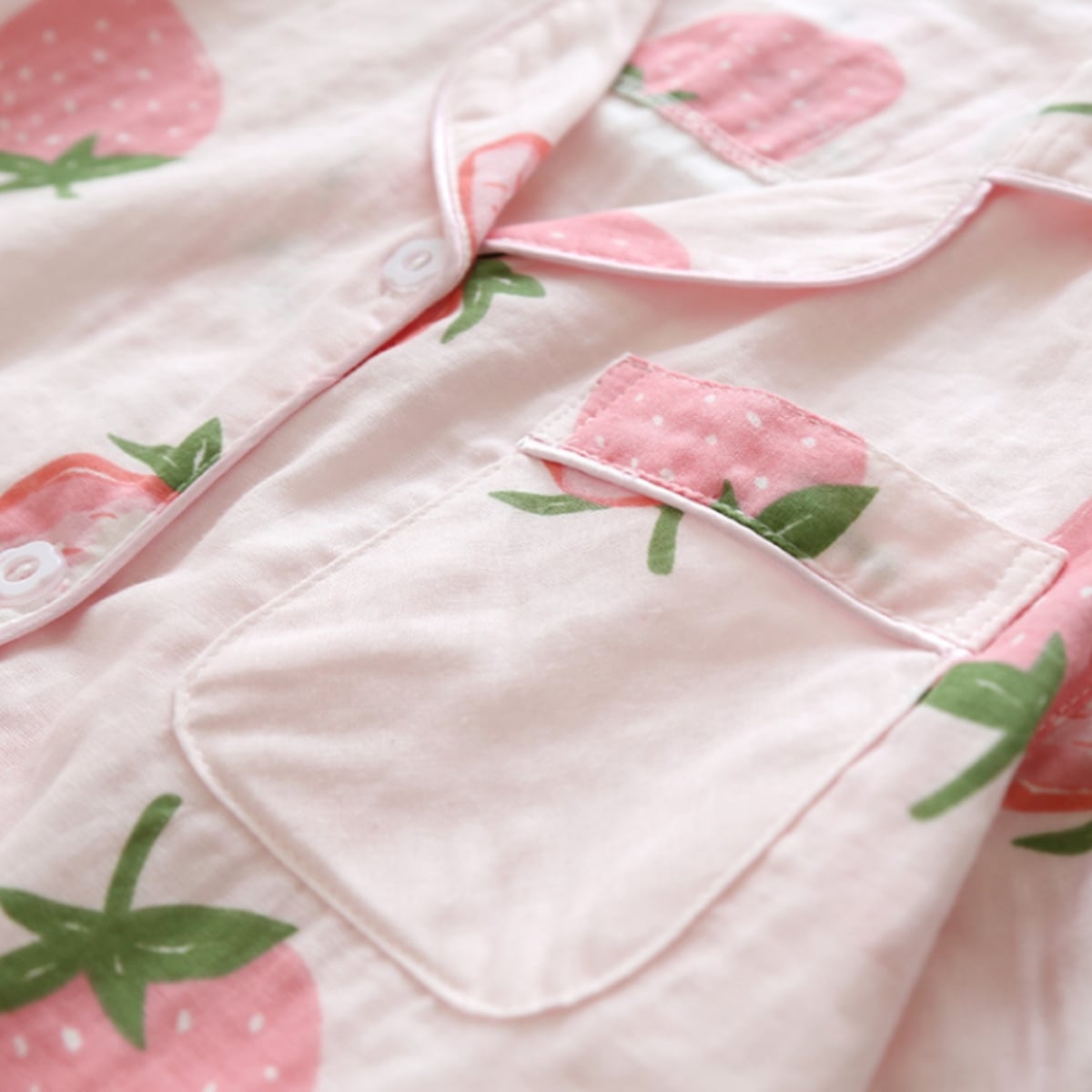 Pijama dama "Strawberry" din doua piese, PJ017, Albastru - poza 3