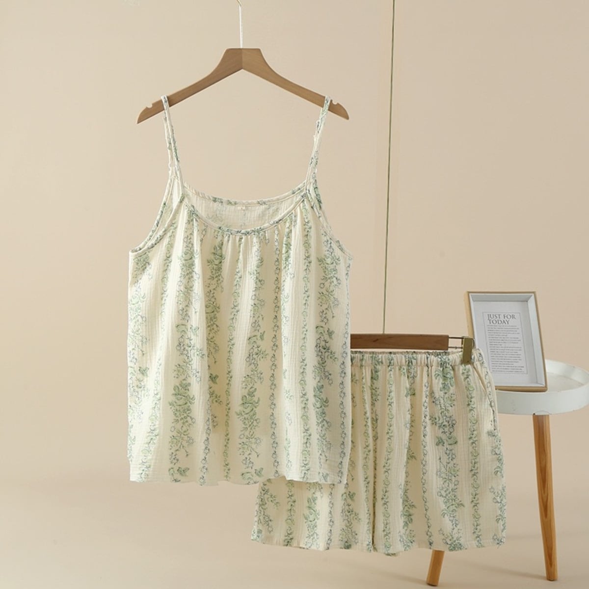 Pijama dama "Summer Nights" din doua piese, PJ030, Crem - poza 3