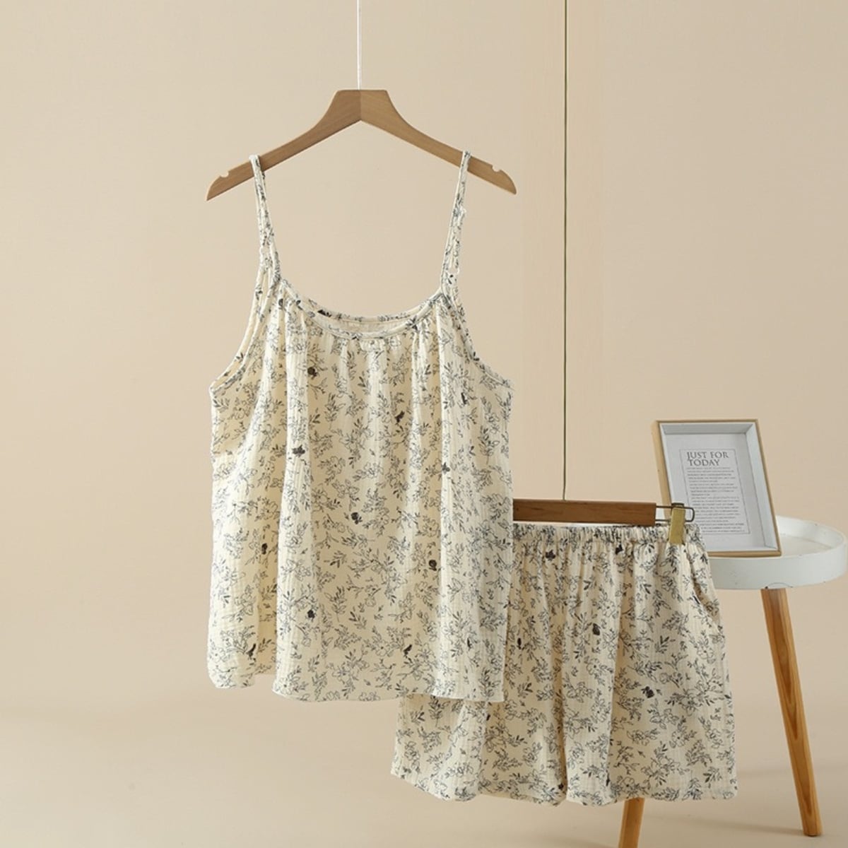 Pijama dama "Summer Nights" din doua piese, PJ031, Bej - poza 3