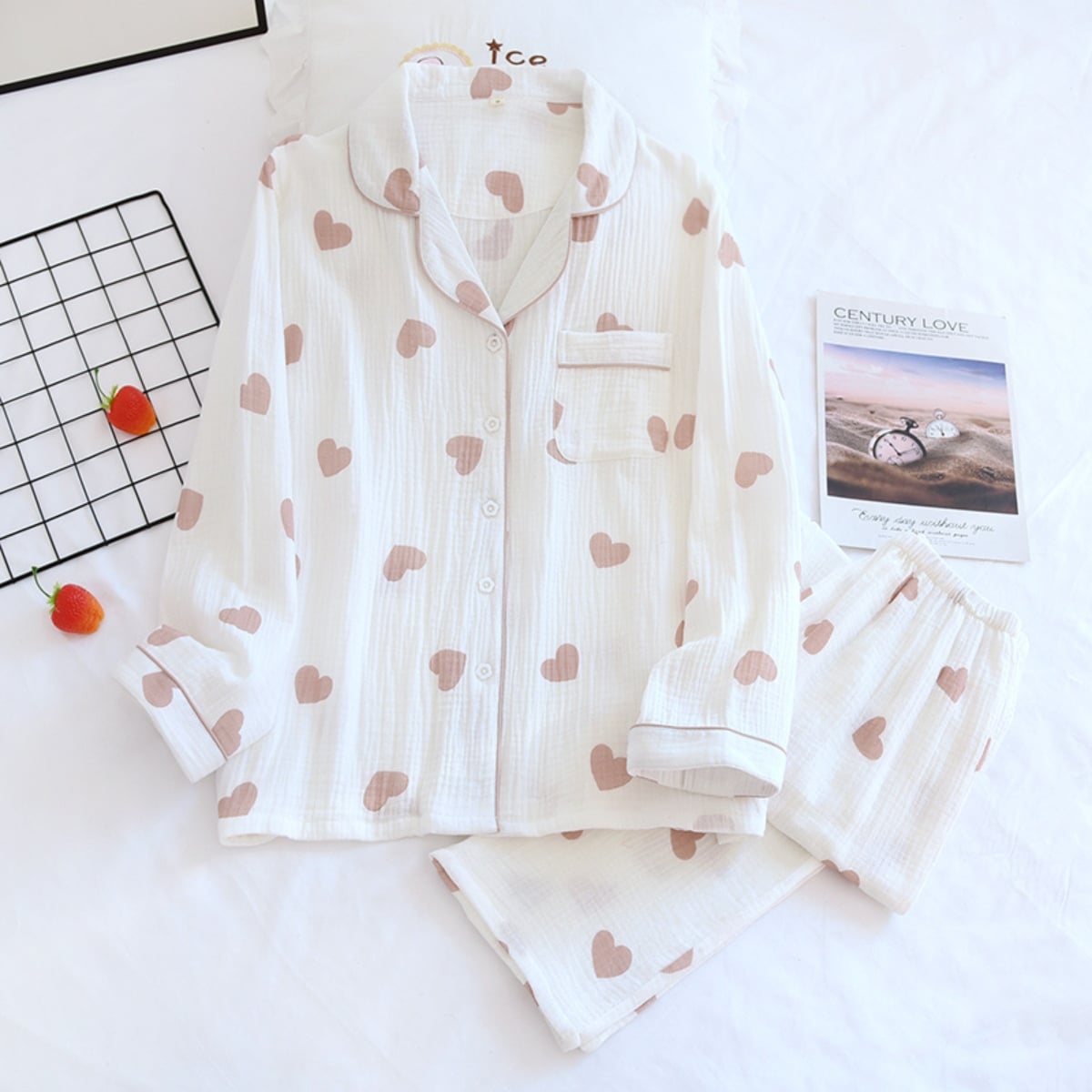 Pijama dama "Sweet Night" din doua piese, PJ005, Alb - poza 3