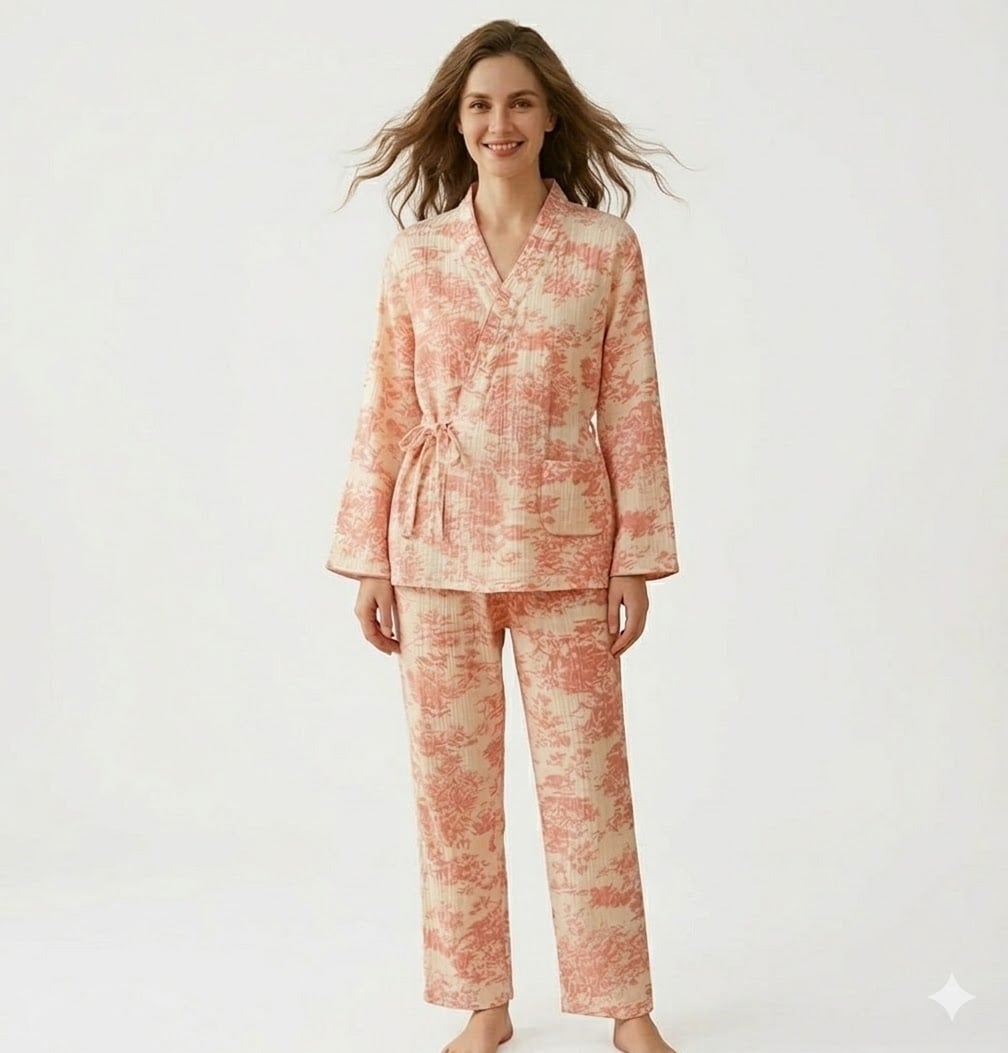 Pijama dama "Velvet Calm" din doua piese, PJ034, Roz - poza 1