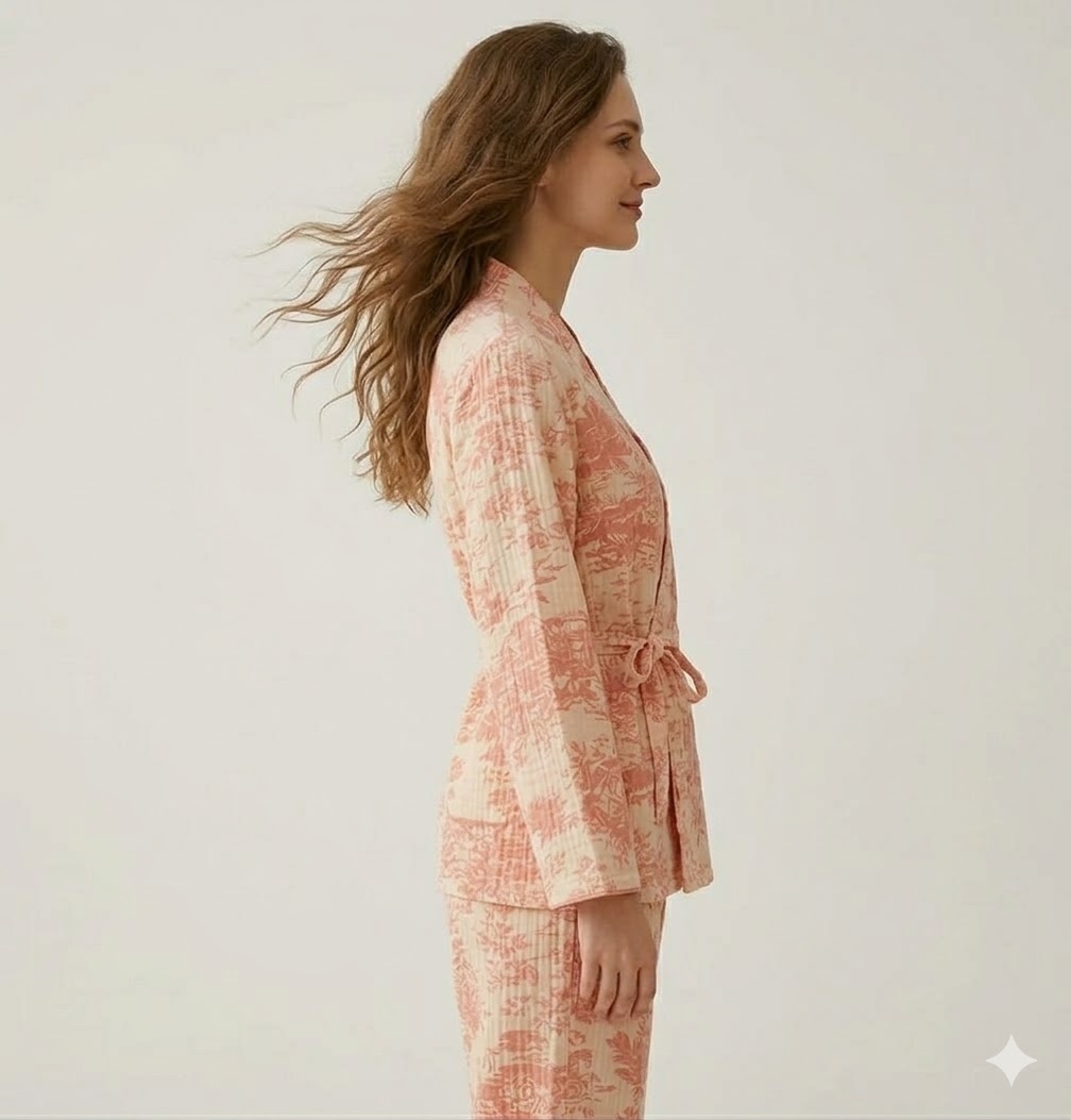 Pijama dama "Velvet Calm" din doua piese, PJ034, Roz - poza 3