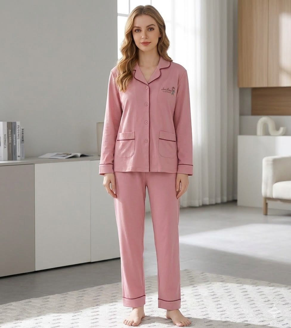 Pijama dama "Warm Love" din doua piese, PJ043, Roz - poza 2