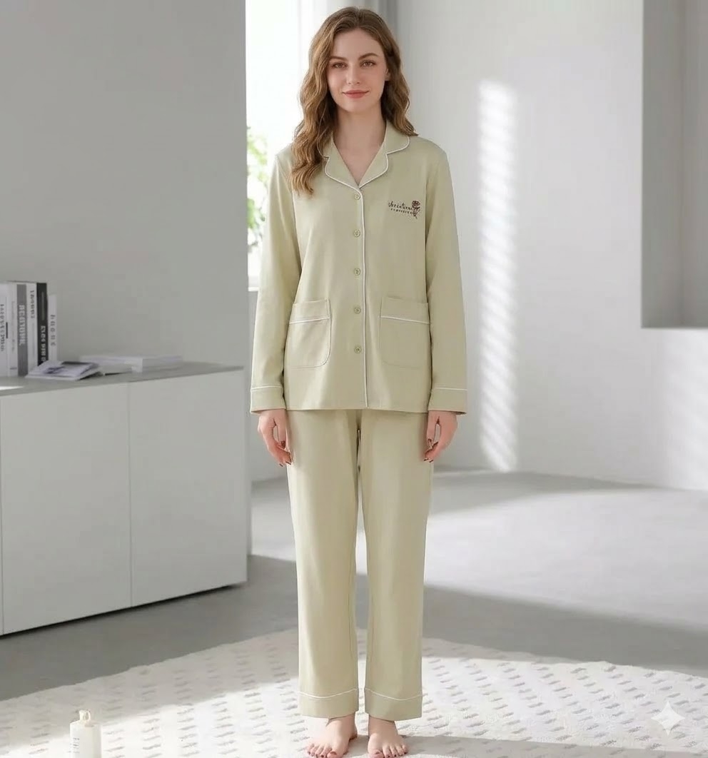 Pijama dama "Warm Love" din doua piese, PJ044, Verde - poza 2