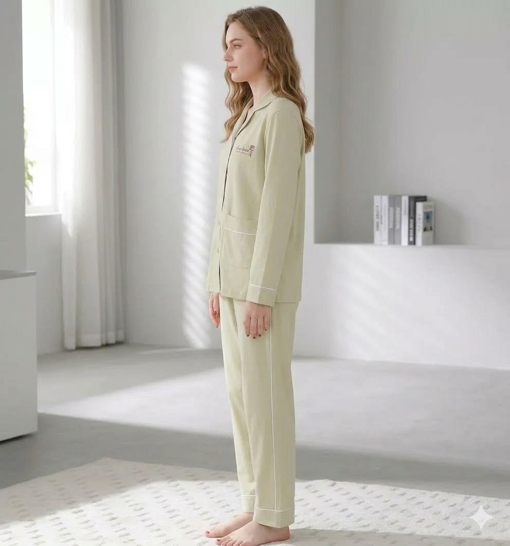Pijama dama "Warm Love" din doua piese, PJ044, Verde - poza 3