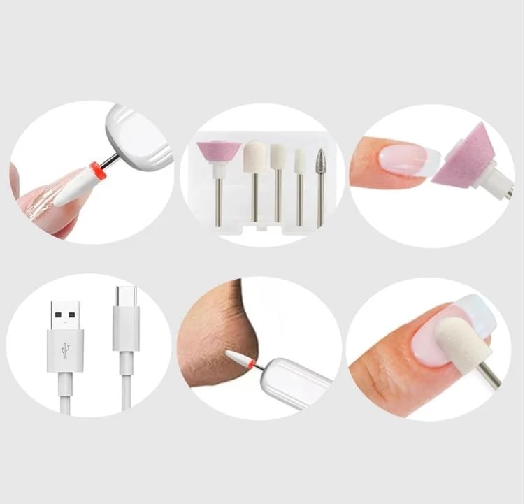 Pila Electrica Profesionala pentru Unghii 6 in 1 – Reincarcabila USB, Roz, FZ003 - poza 4