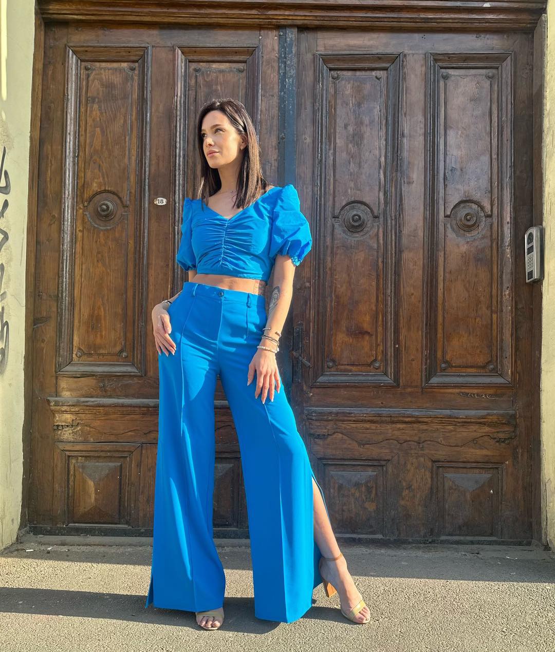 PINKO - Pantaloni Albastri Fluizi - 44 IT