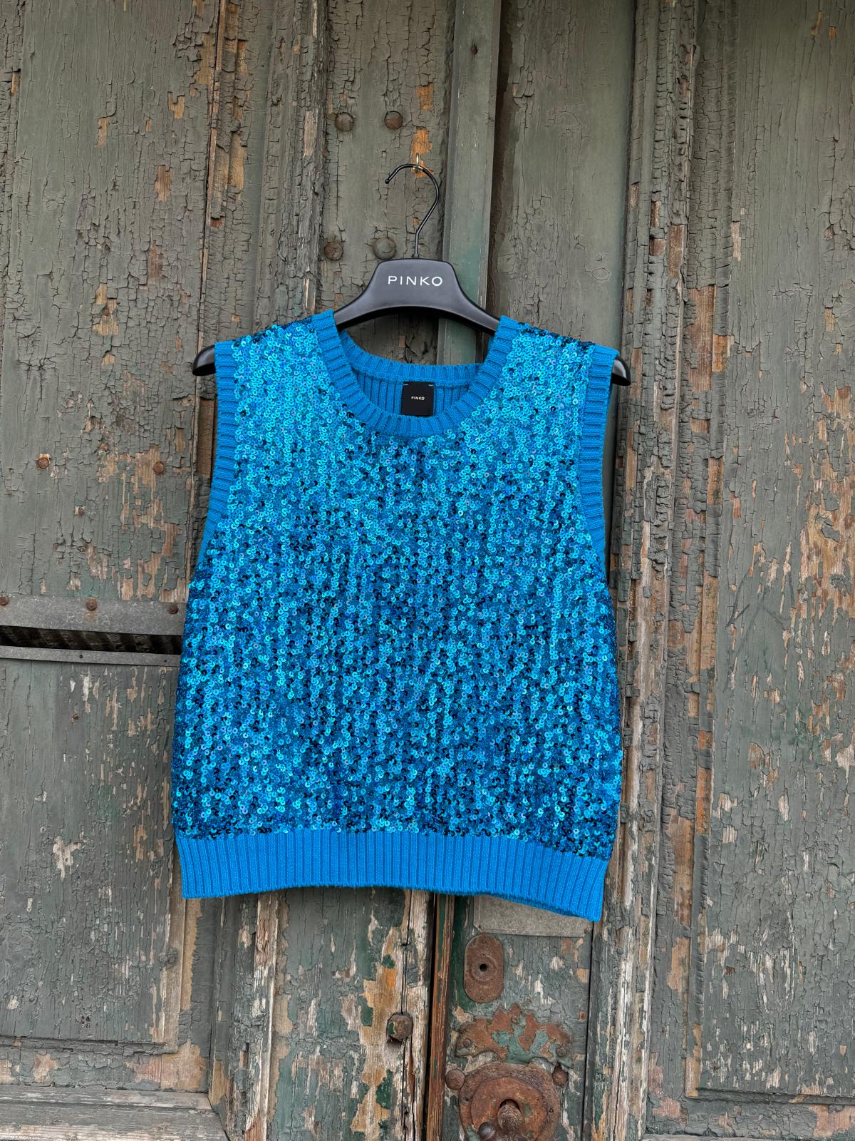 PINKO - Vestă Albastră cu Paiete - S INTL