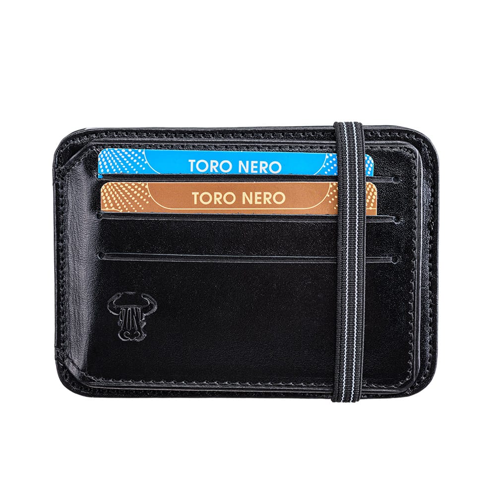 Port-card barbati din piele naturala negru Cyrano