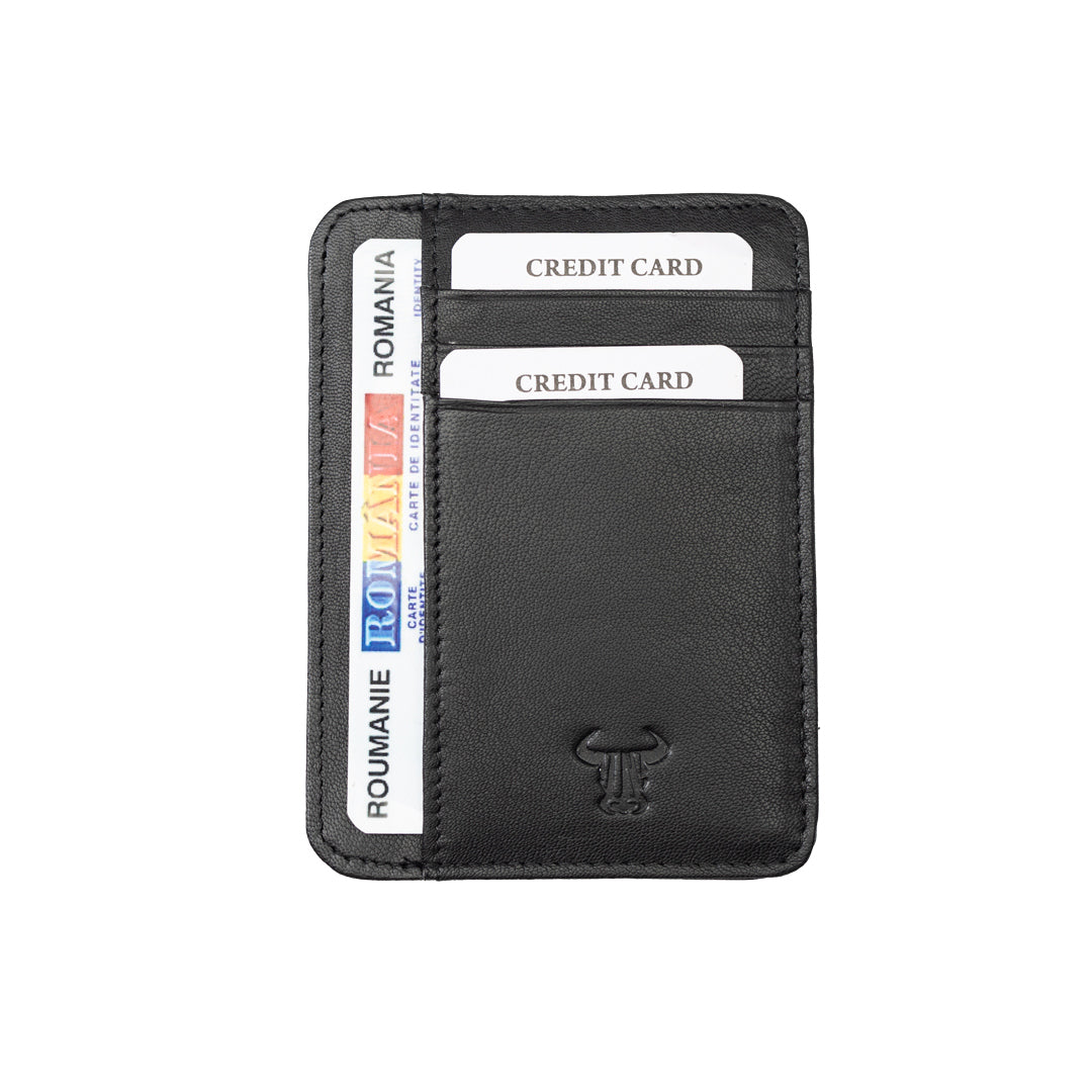 Port-card barbati din piele naturala negru Open Wallet