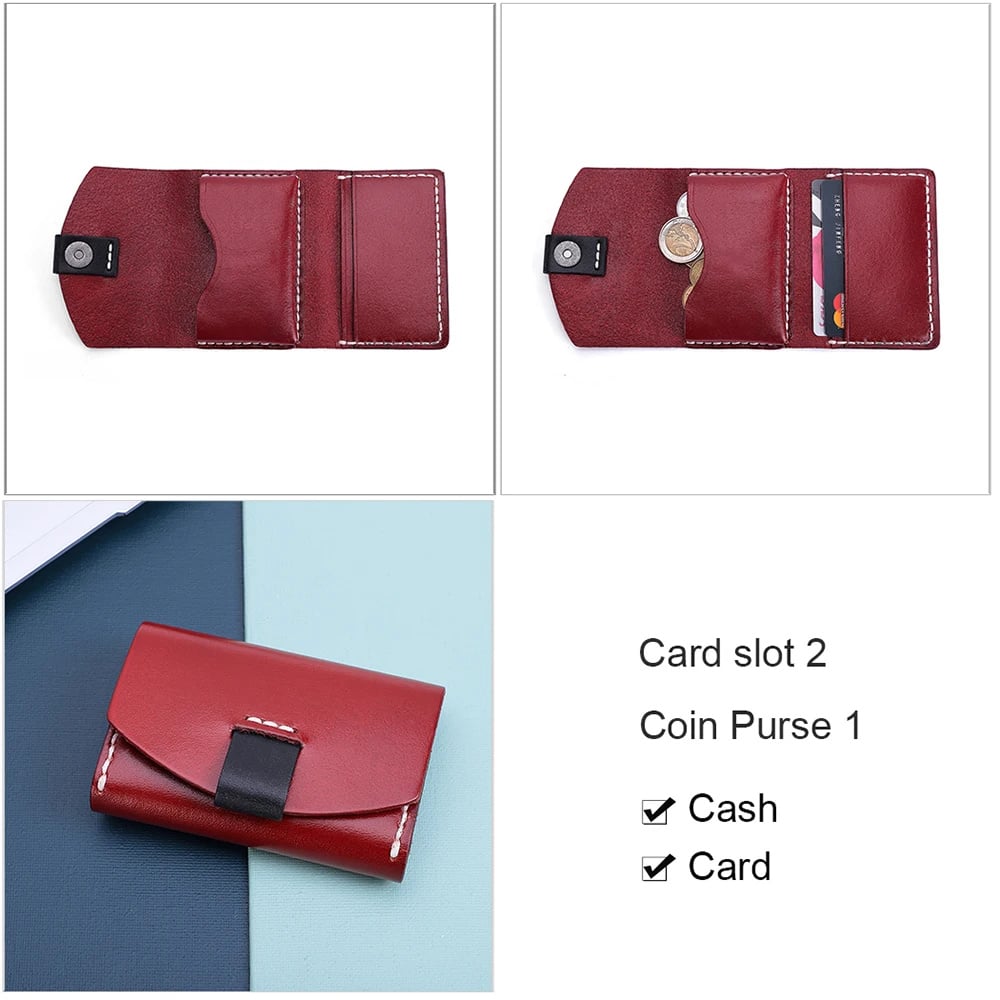 Port card dama, Anara PT1250, piele naturala, Negru/Rosu - poza 2
