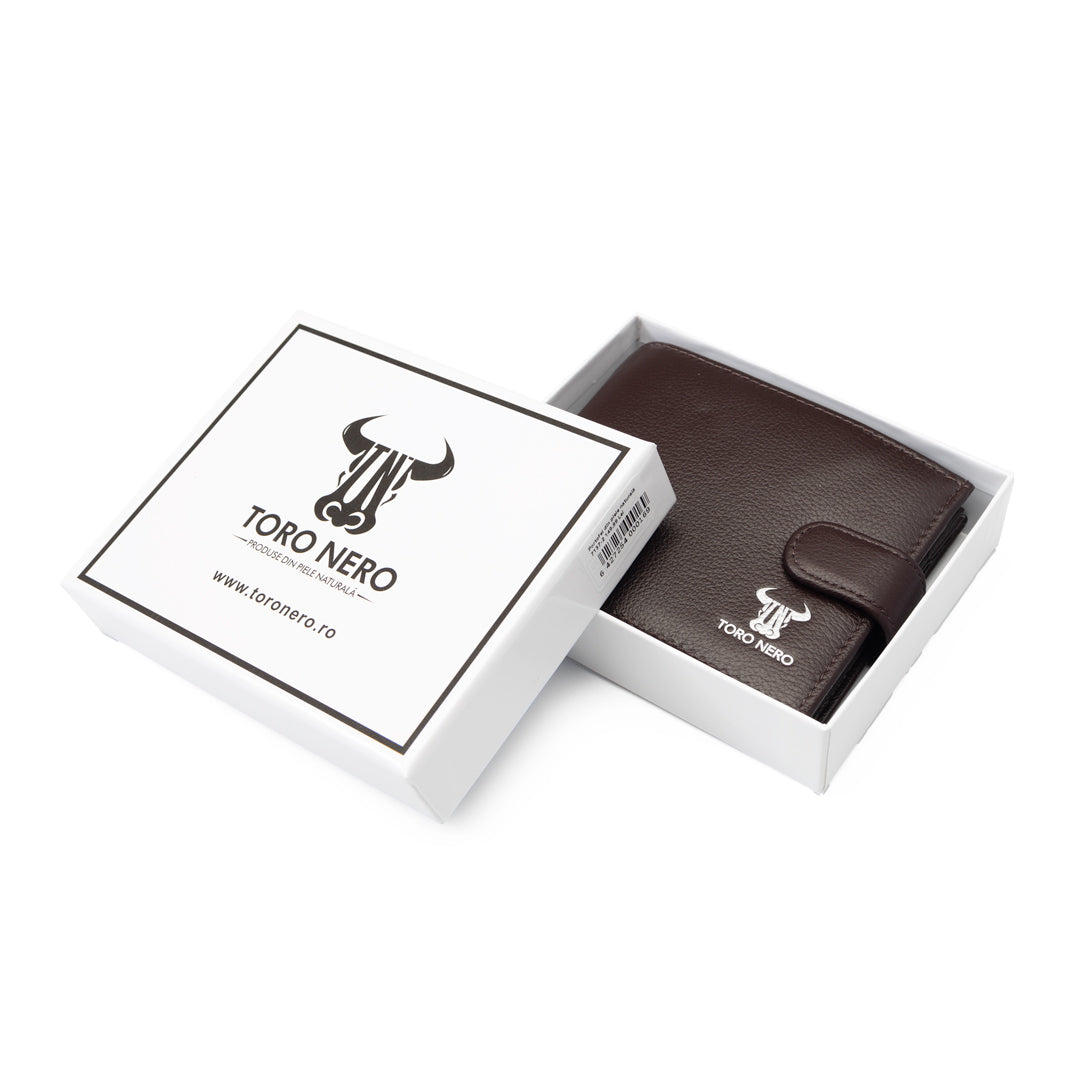 Portofel barbati din piele naturala maro Casual Code,protectie RFID