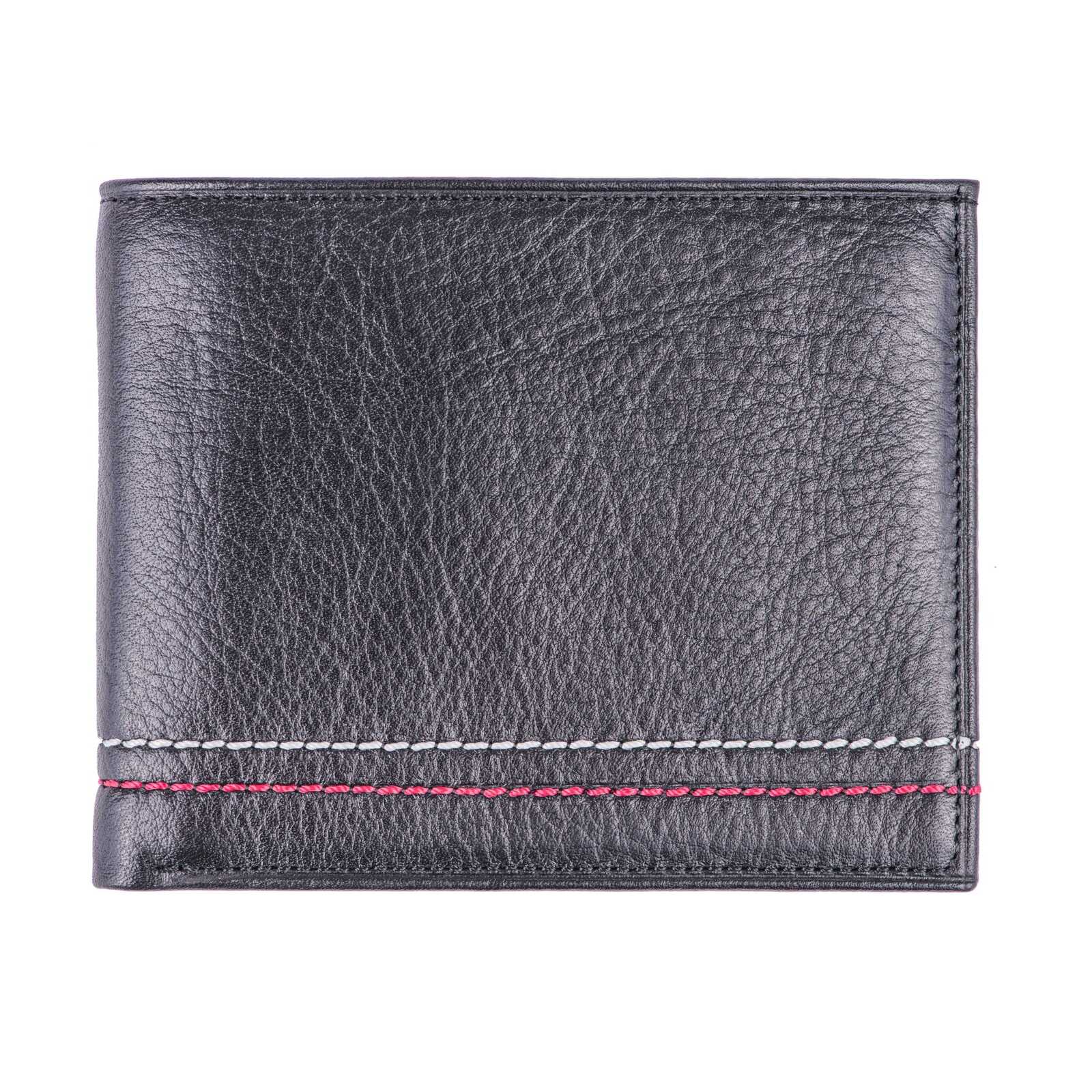 Portofel barbati din piele naturala negru Double Line Wallet