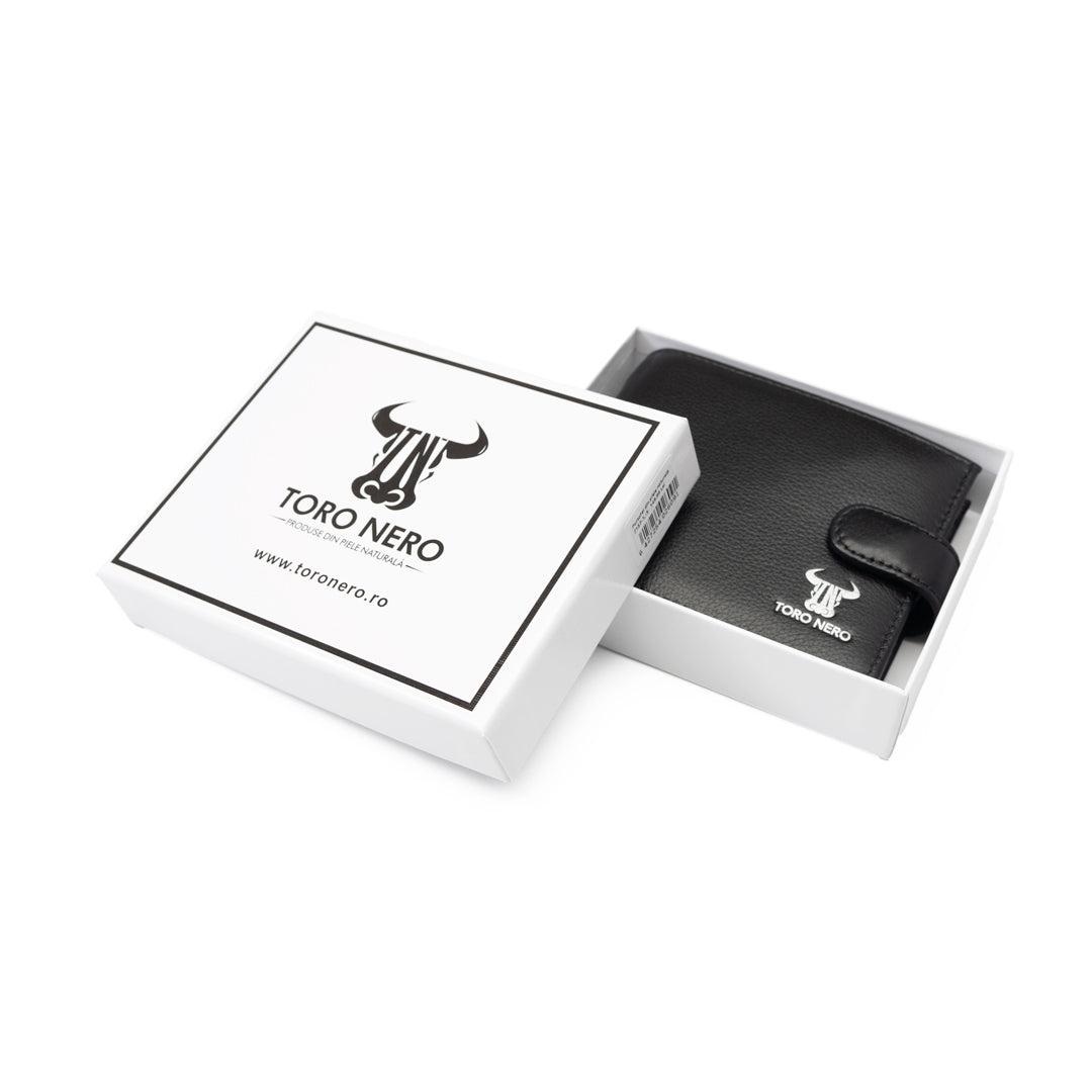 Portofel barbati din piele naturala negru-rosu Casual Code,protectie Rfid