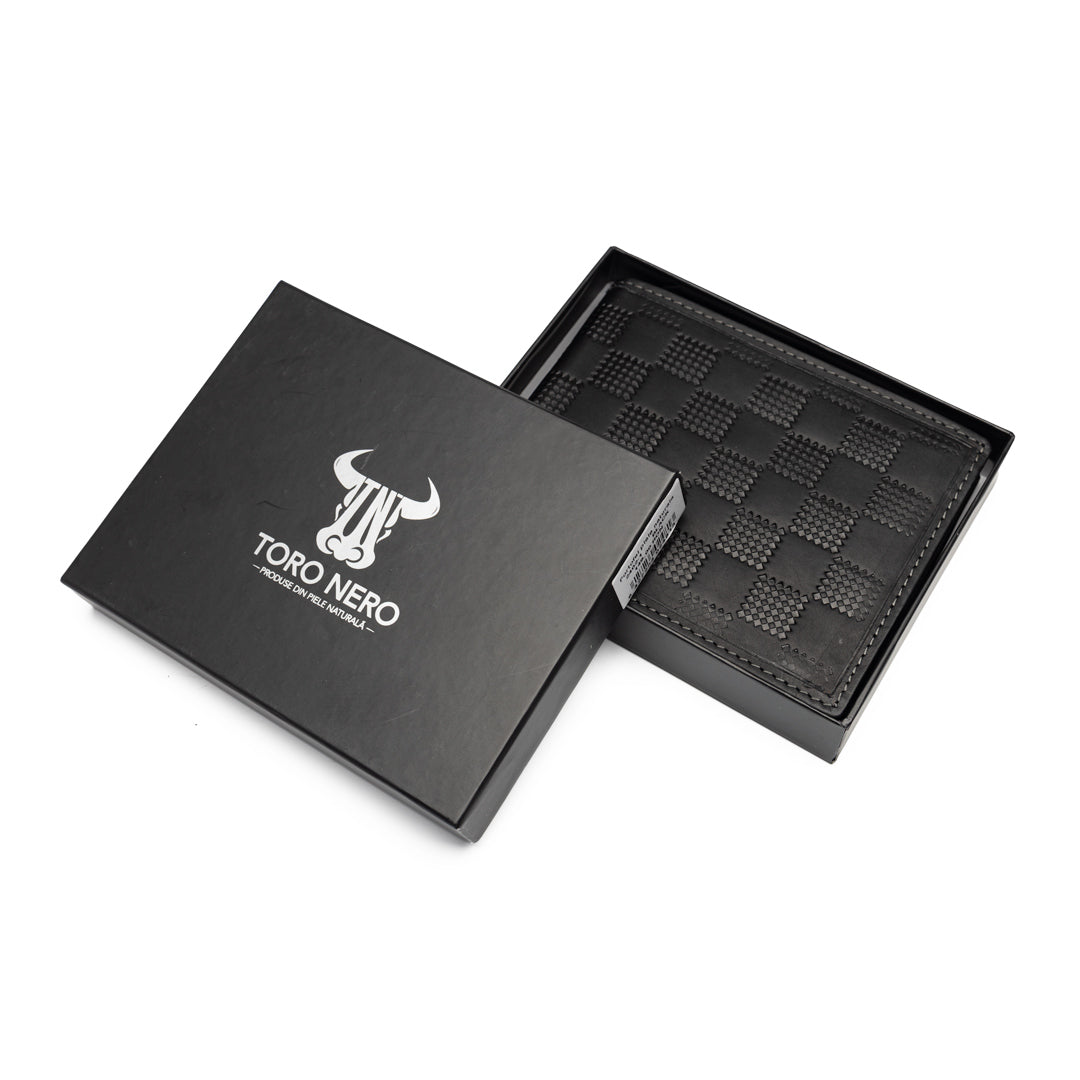 Portofel barbati din piele naturala negru Square