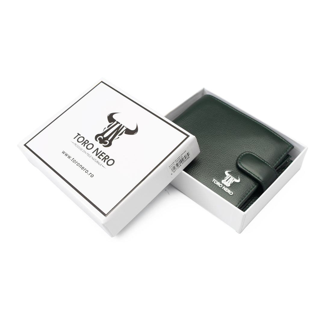 Portofel barbati din piele naturala verde Casual Code,protectie Rfid