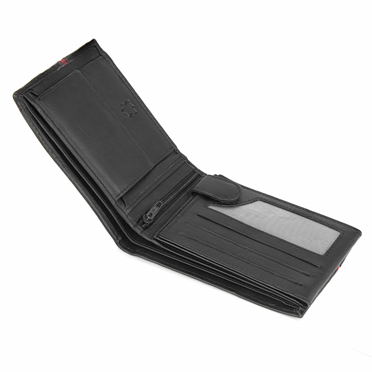 Portofel barbati Ronno, Frederic PT1467, piele naturala, Negru - Rosu - poza 3