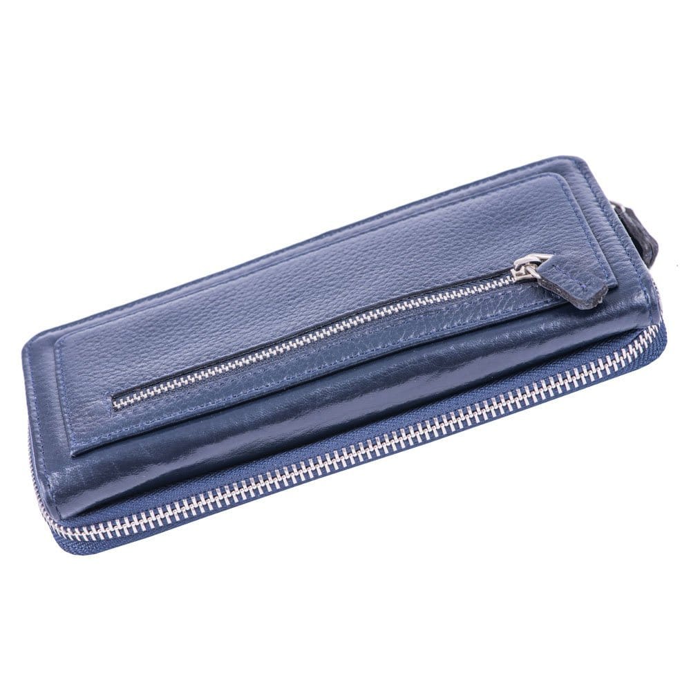 Portofel femei din piele naturala bleumarin Lady Zipper