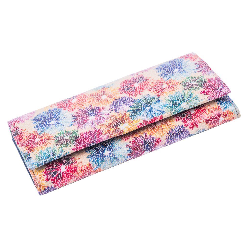Portofel femei din piele naturala multicolor Bloom Sky