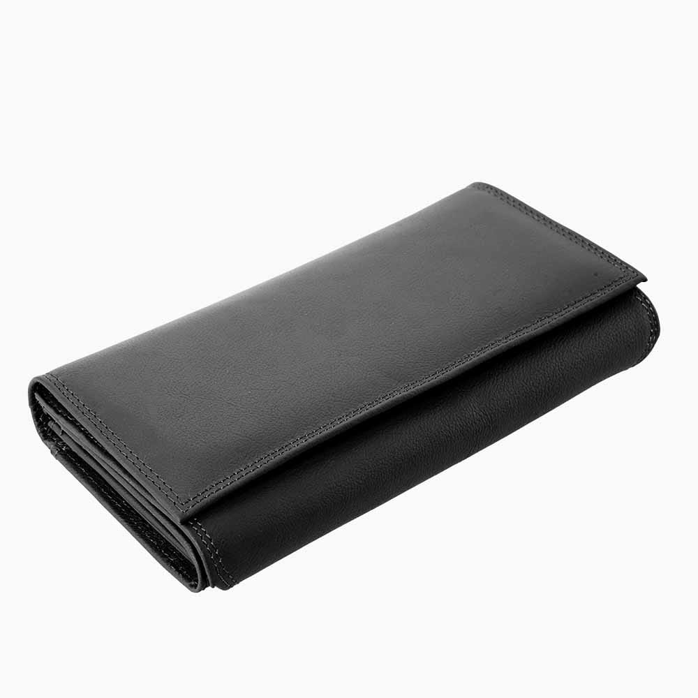 Portofel femei din piele naturala negru Casual matte