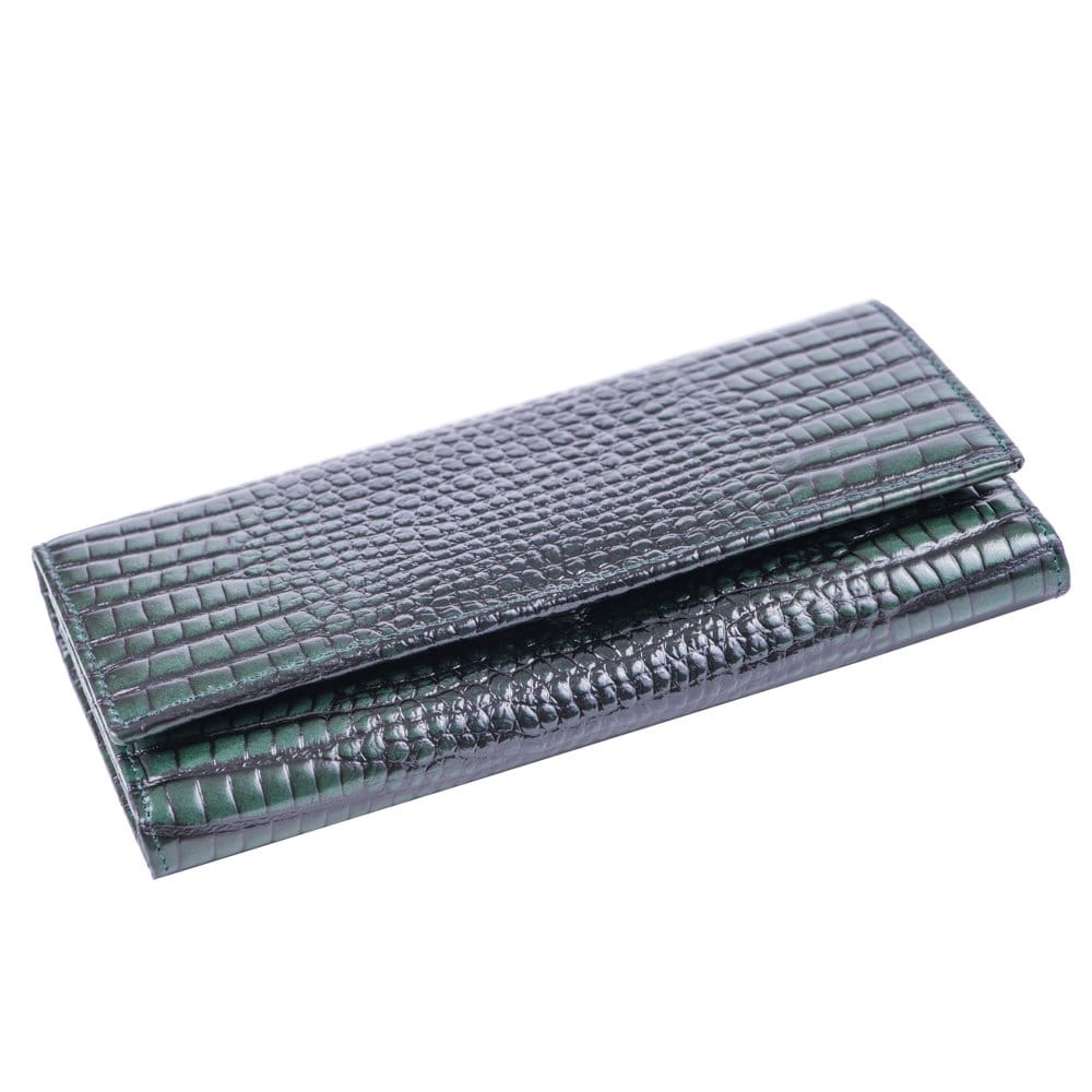Portofel femei din piele naturala verde Croco Wear