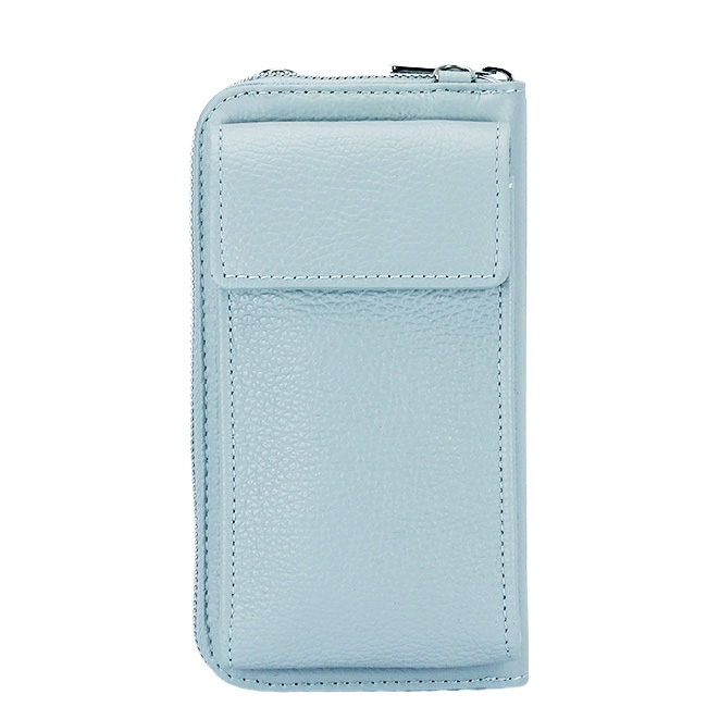 Portofel si port telefon din piele naturala 8971 07 Albastru