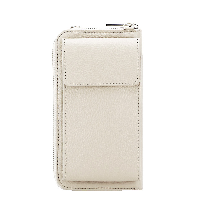 Portofel si port telefon din piele naturala 8971 07 Crem