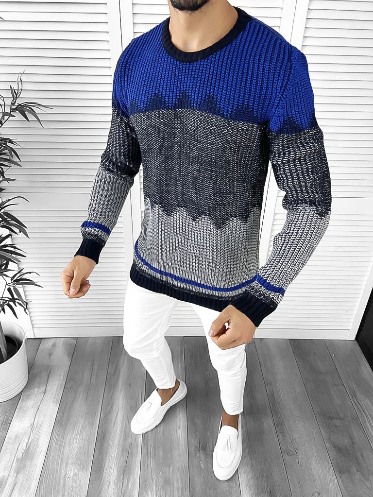 Pulover barbati gros slim fit bleumarin ZR T3626 106-4
