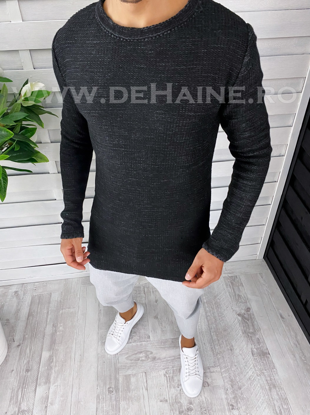 Pulover barbati gros slim fit negru T3652 P18-4.2