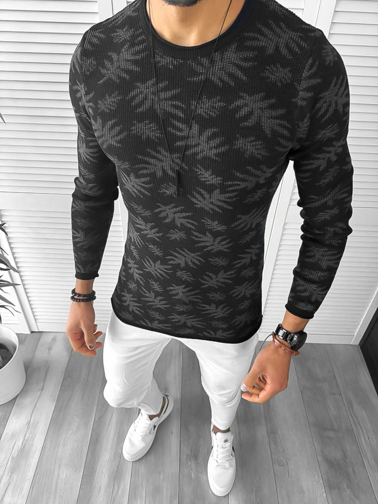 Pulover barbati gros slim fit negru ZR T3703 P18-4.2