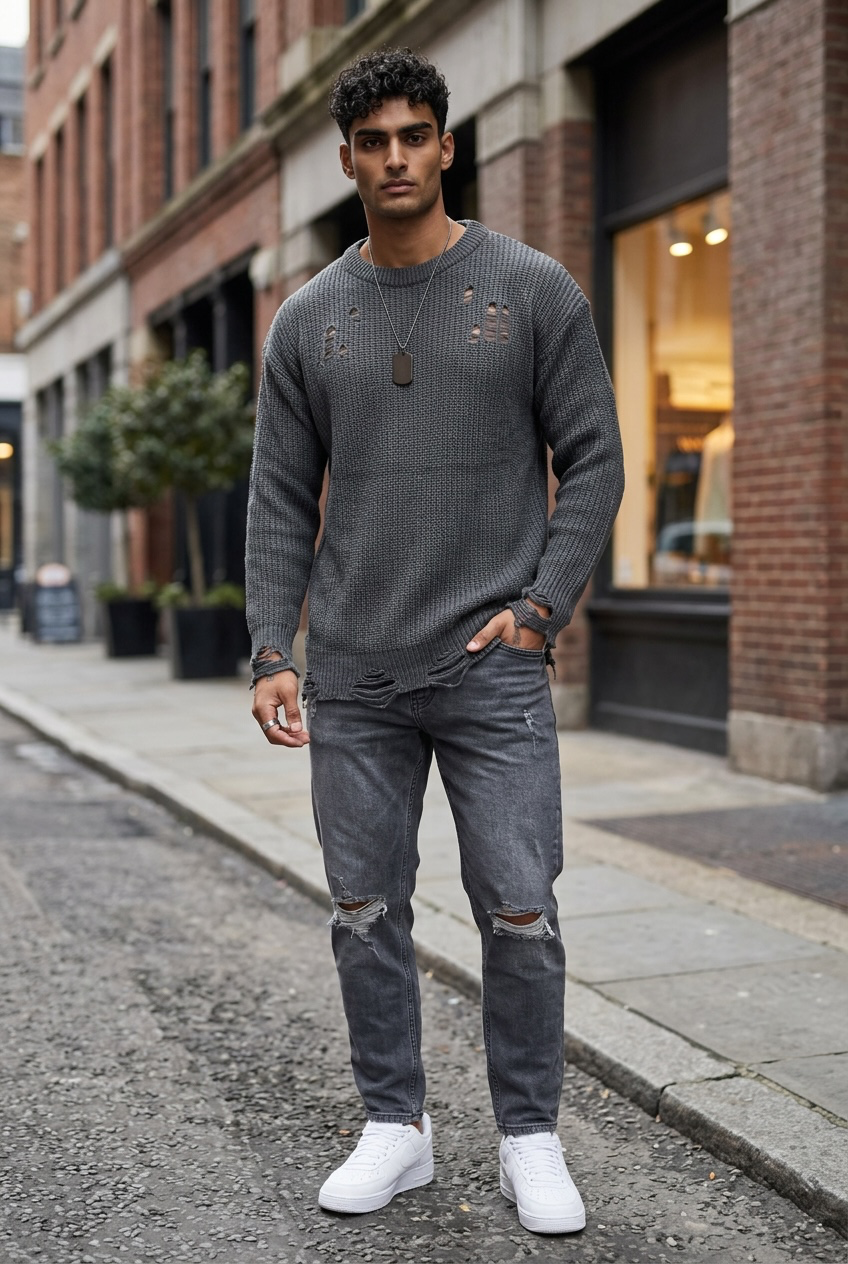 Pulover barbati slim fit gri 13529 O1-5.3