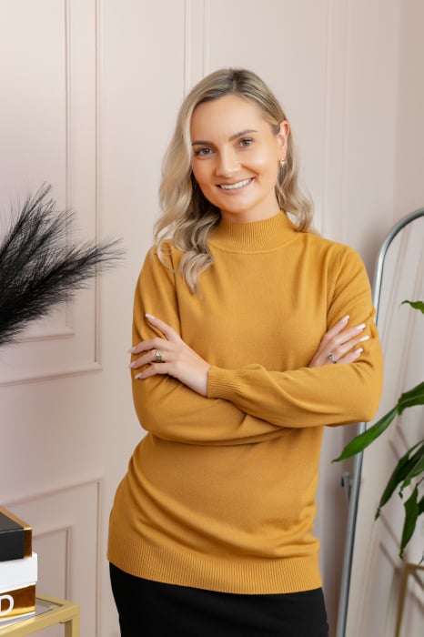 Pulover Ellen din tricot subtire cu guler inalt - Galben mustar