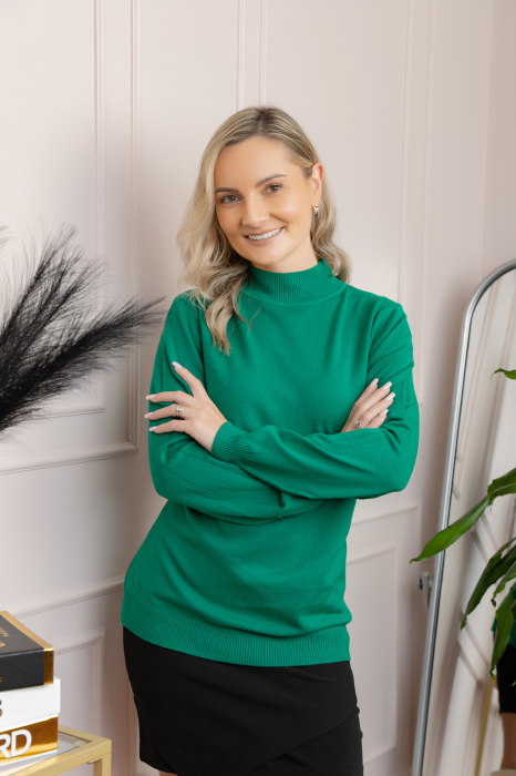 Pulover Ellen din tricot subtire cu guler inalt - Verde
