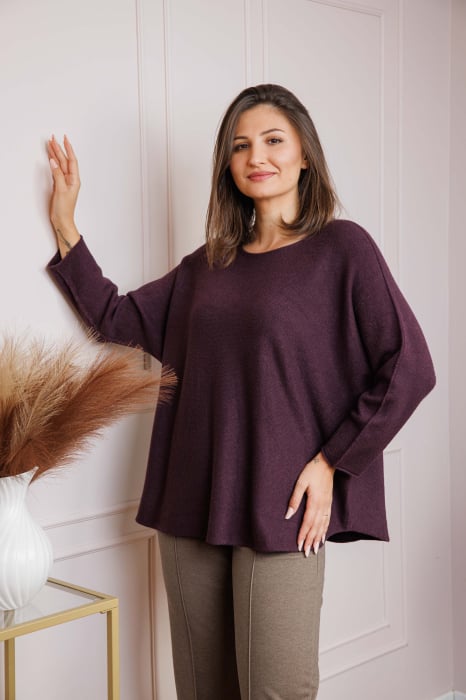 Pulover lejer Bailey cu maneci fluture - Mov