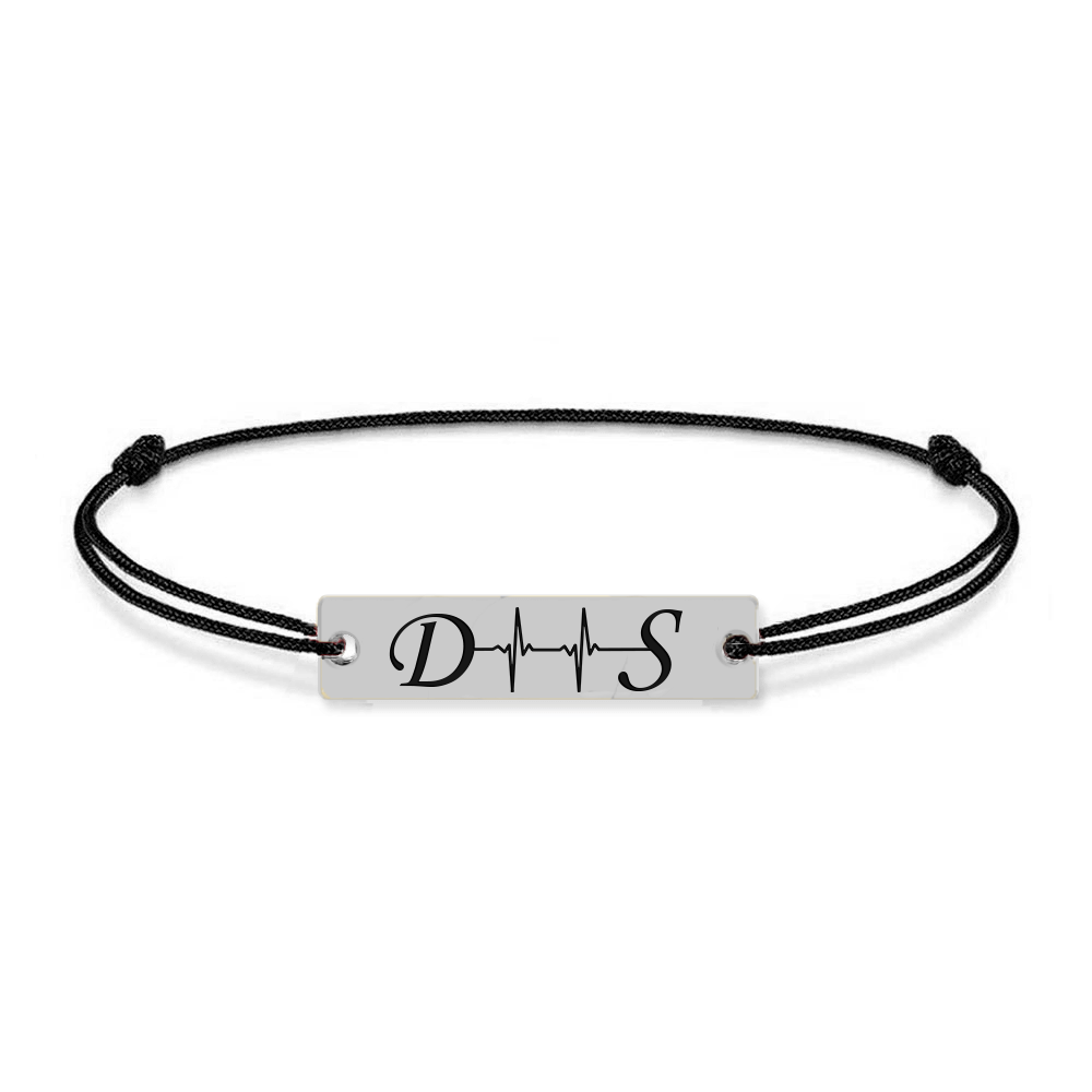 Pulse - Bratara din argint personalizata cu initiale si puls