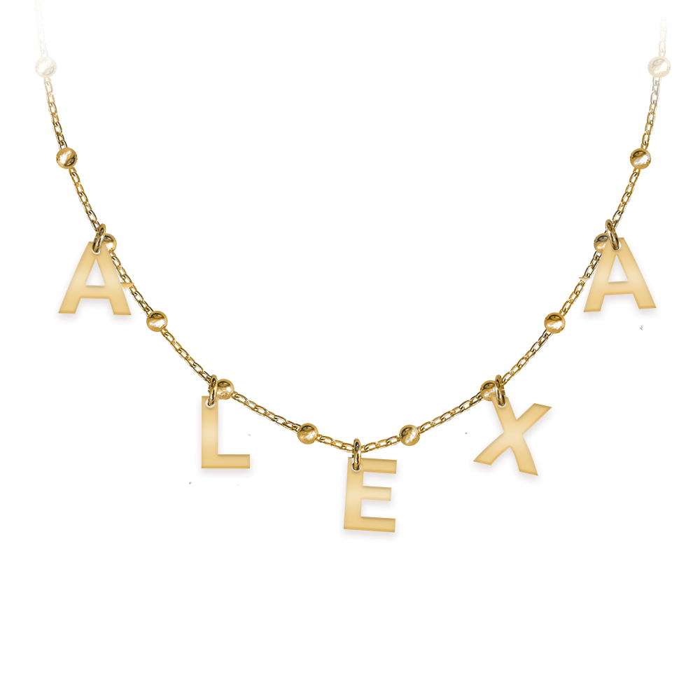 Raya - Colier tip salba din argint 925 placat cu aur galben 24K personalizat cu nume