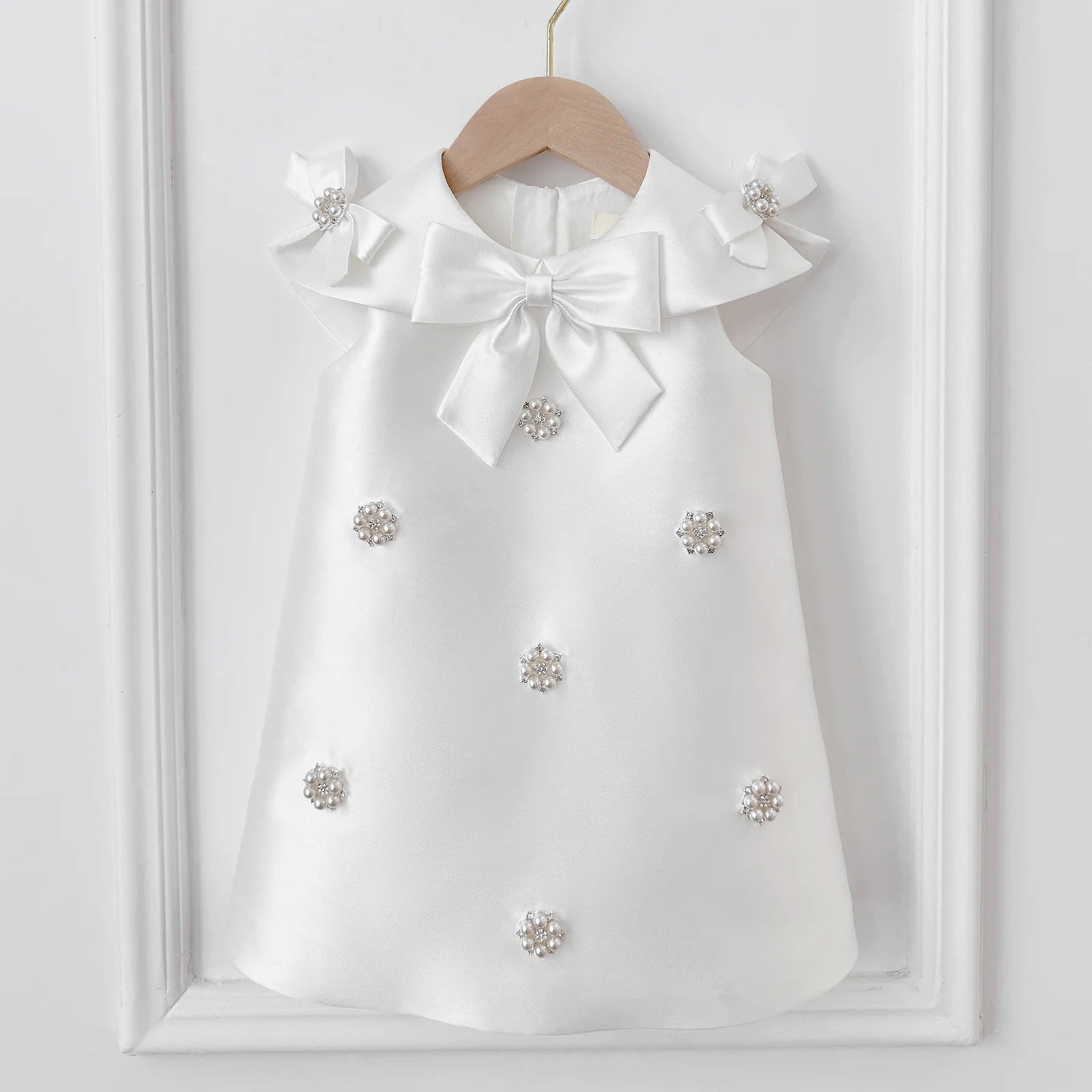 Rochie alba eleganta pentru fete, din tafta - Eden