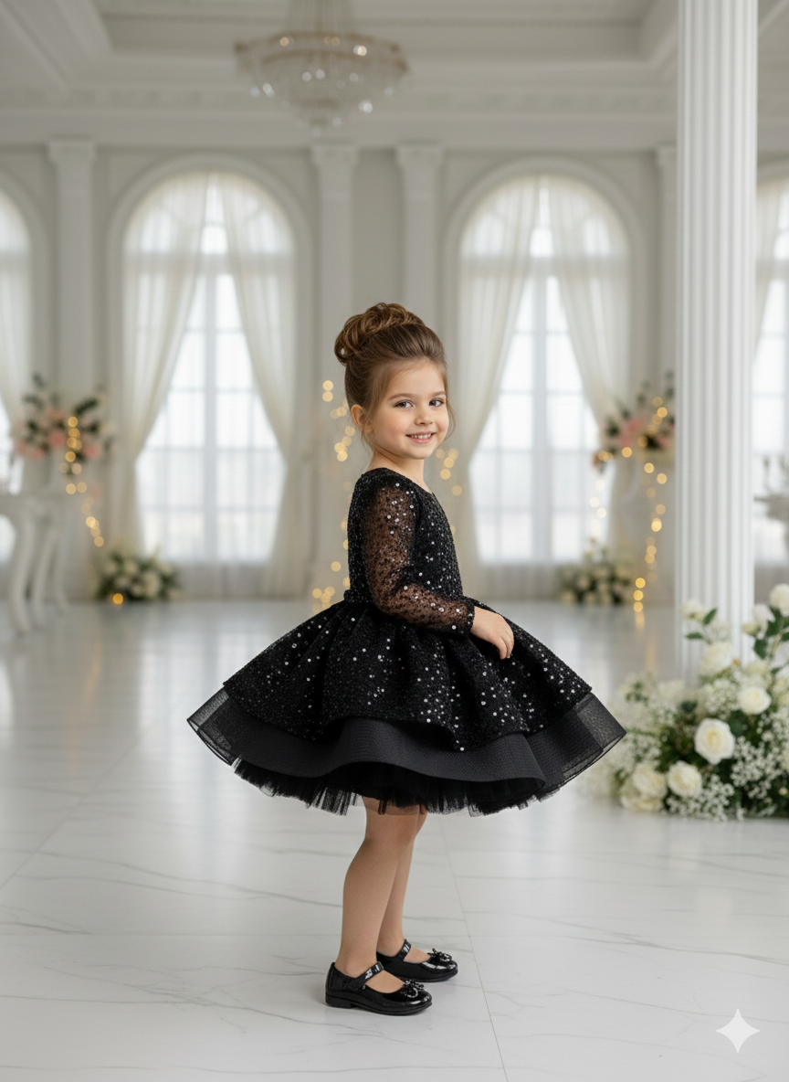 Rochie aurie eleganta pentru fete, din dantela - Julieta