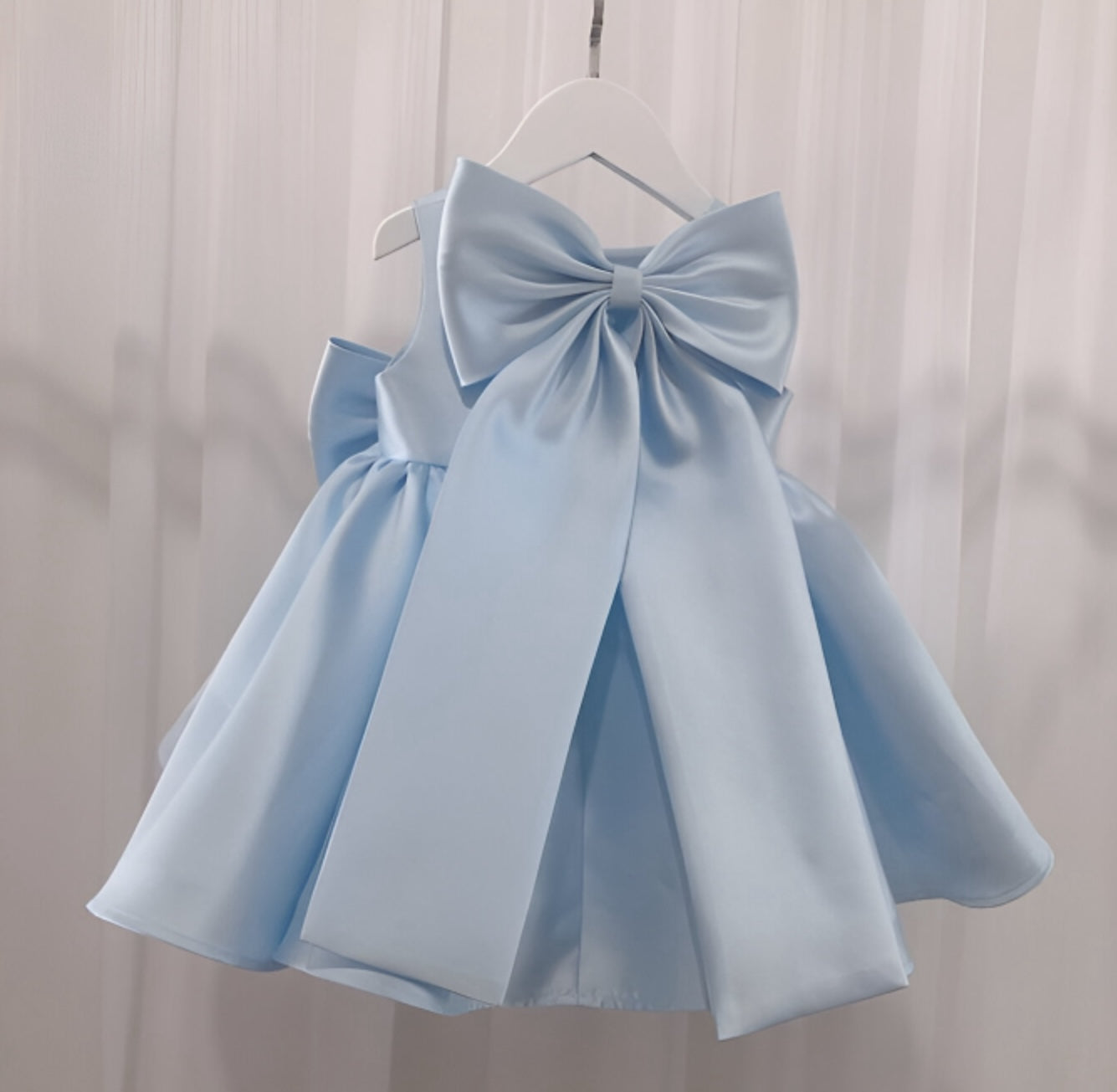 Rochie bleu eleganta pentru fete, cu fundite din tafta - Blair