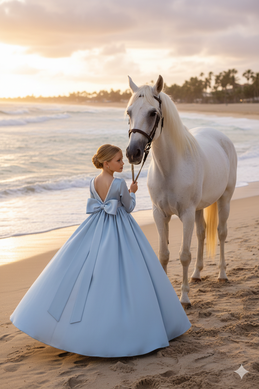 Rochie bleu lunga eleganta, pentru fete - Hadassa