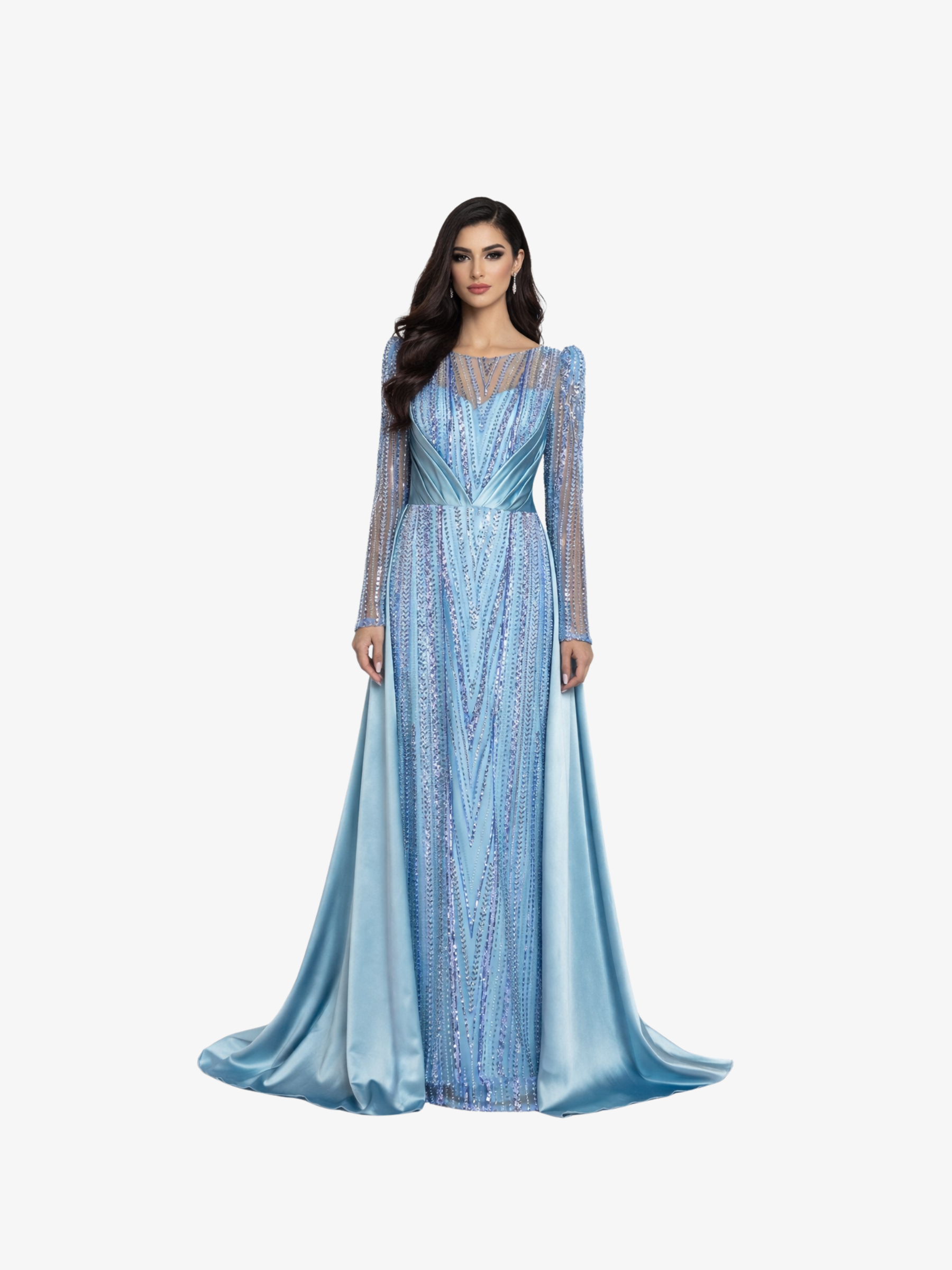 Rochie cu Trena "Andalucia", Albastra - XL